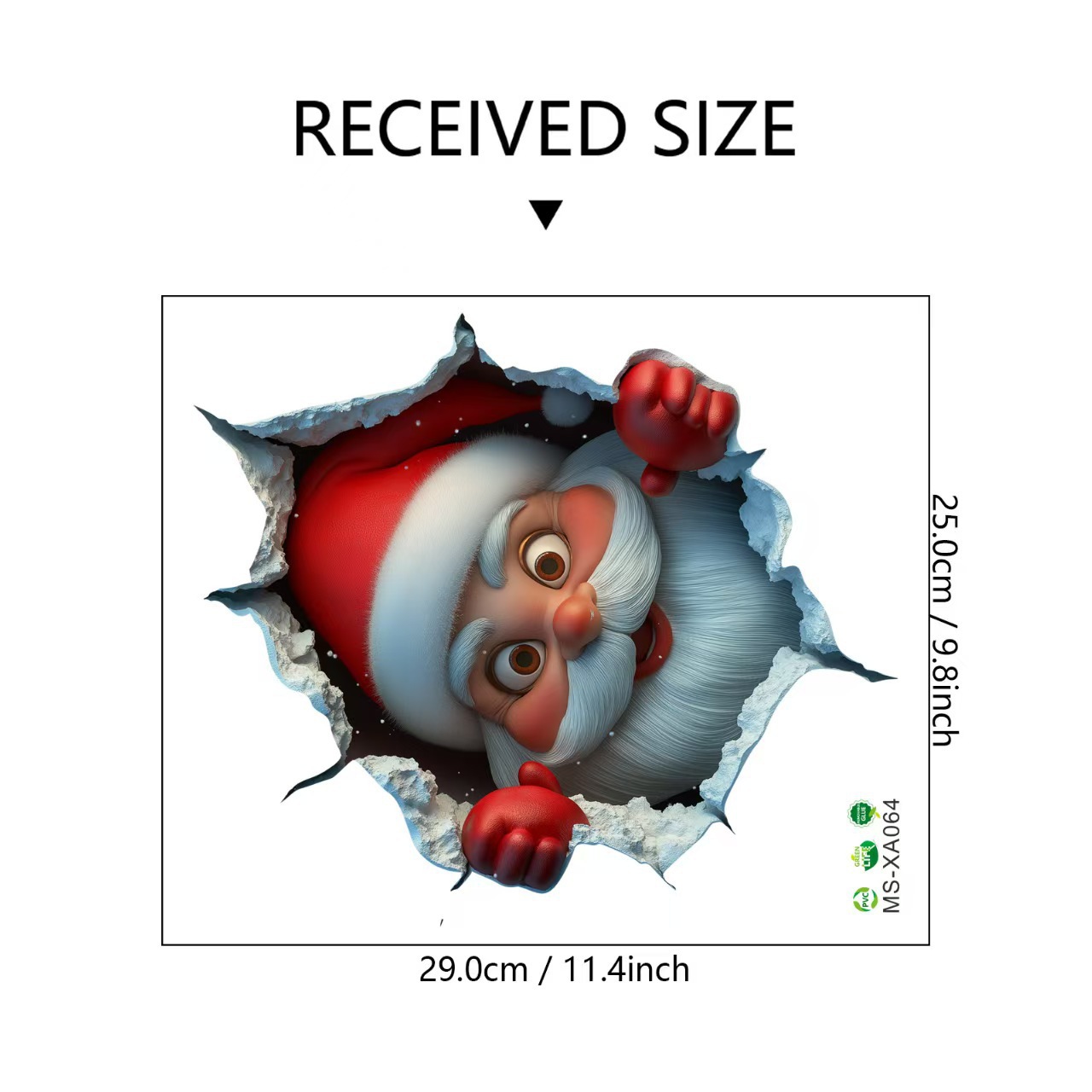 Christmas Cute Santa Claus Breaks through the Wall Effect Wall Sticker Toilet Sticker Self-Adhesive Removable Manufacturer Wholesale