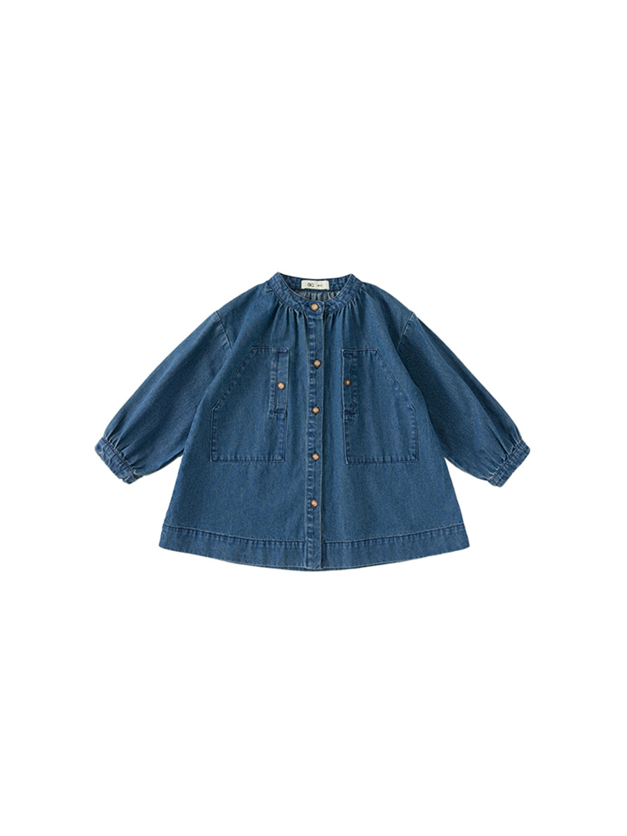 Yu Bao children's clothing Korean girls autumn solid color long sleeve denim skirt children's skirt 2025 spring CQ83112