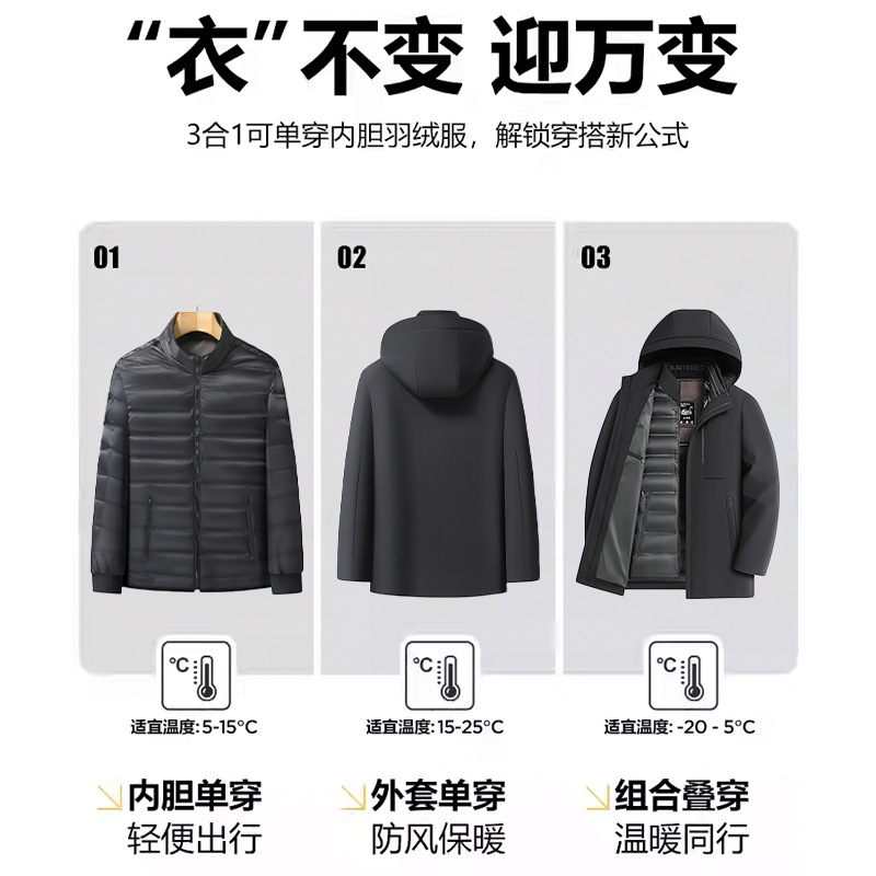 1106A Goose down Jacket with Removable Liner [Price Control 389] Dad Winter Parka