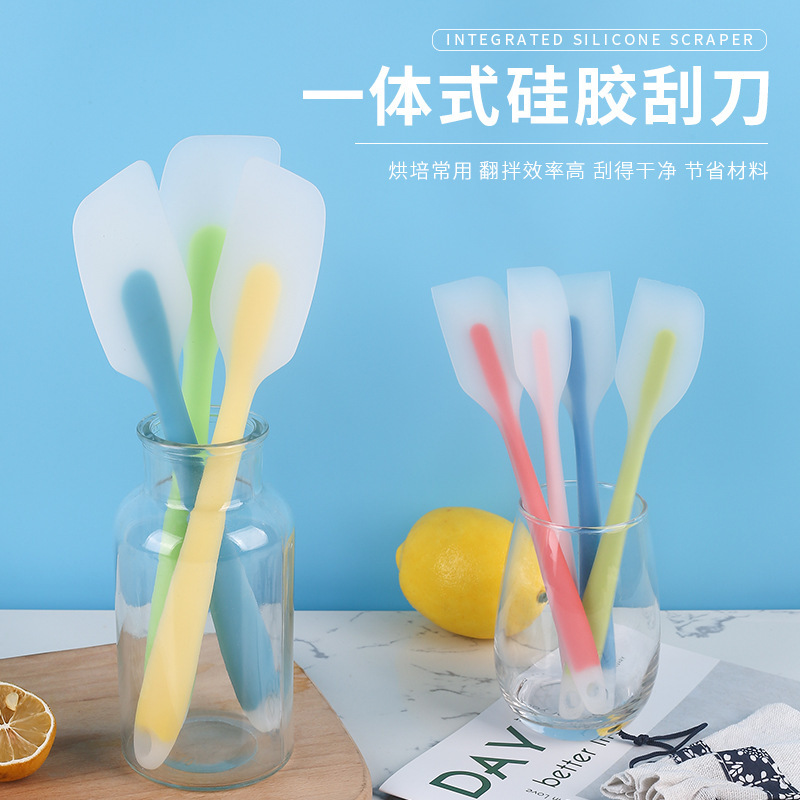 Оптовая продажа интегрированного полупроницаемого силиконового скребка для выпечки, лопатка для тортов, нож для крема, инструменты для выпечки