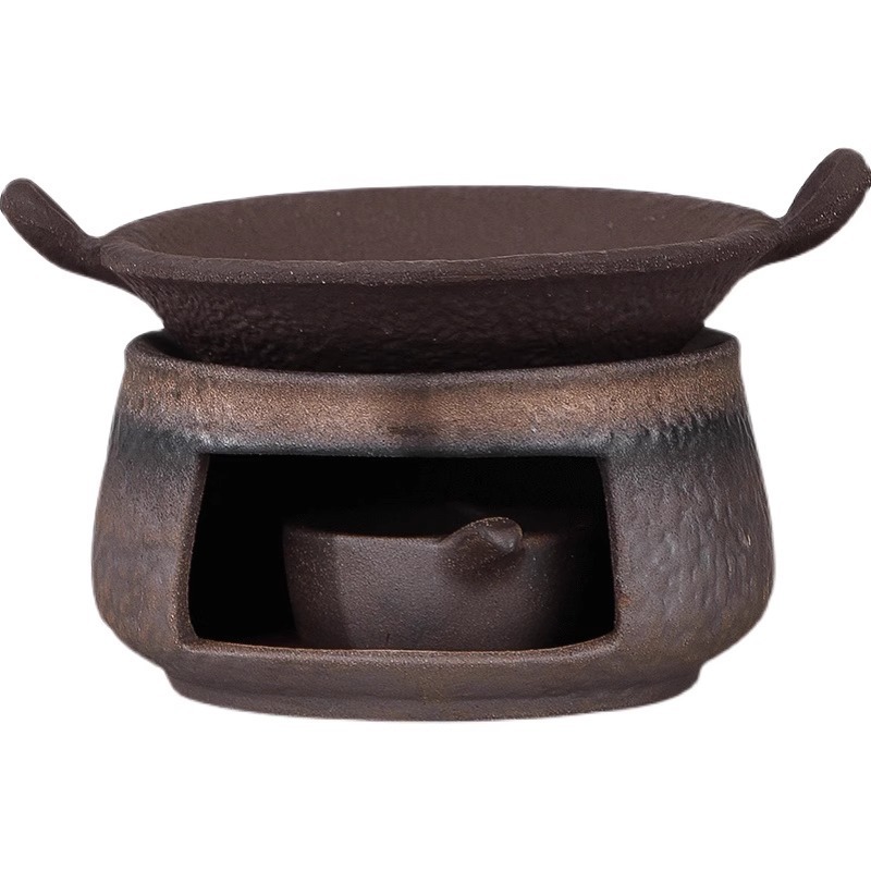 Coarse Pottery Heat-Resistant Home Desktop Incense Burner Retro Fireplace Home Office Tea Warmer Tea Incense Burner Can Be Used for Dry Burning