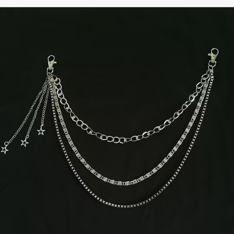 Cross-Border Five-Pointed Star Metal Pendant Waist Chain Ins Style Multi-Layer Chain Trouser Chain Personalized Clothing Accessories