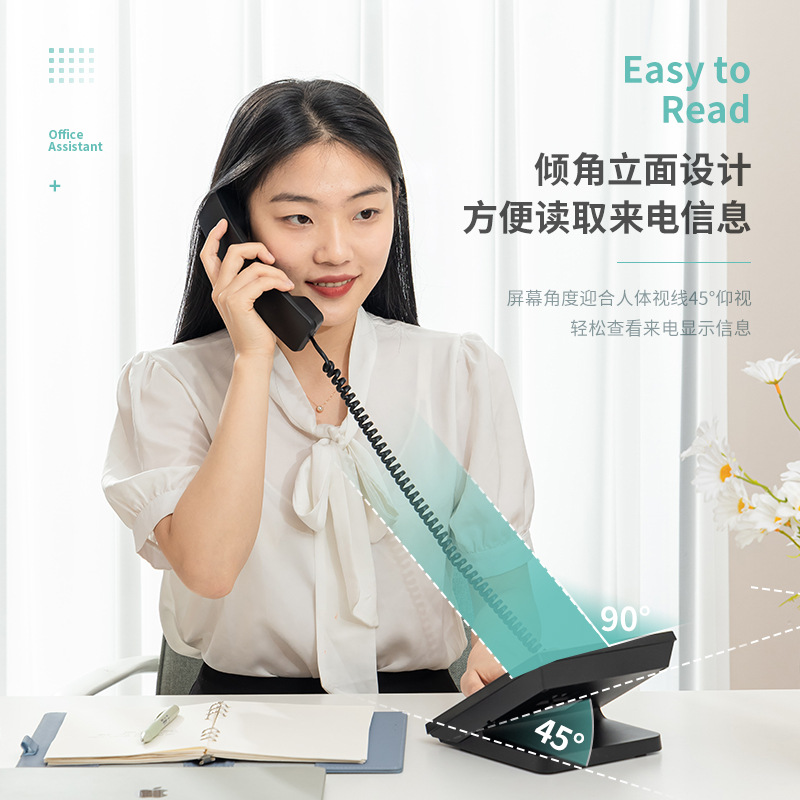 Deli 13560 Telephone Landline Fixed Telephone Office Home 45 ° Angled Home Office Telephone