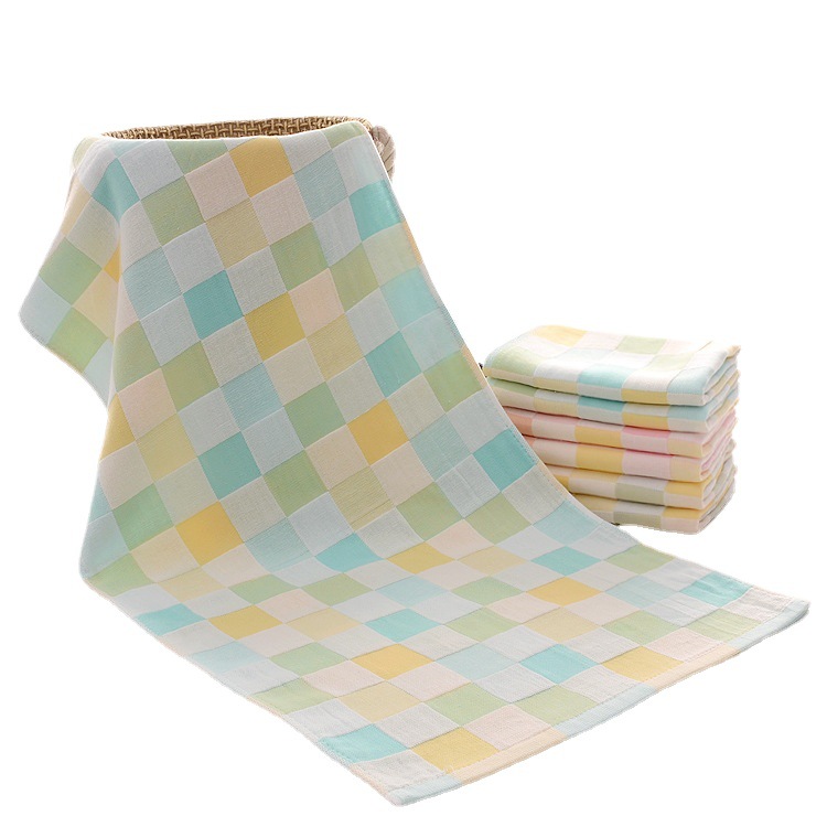 Cotton double gauze small towel children's face towel sweat absorbent towel kindergarten baby towel 25*50cm