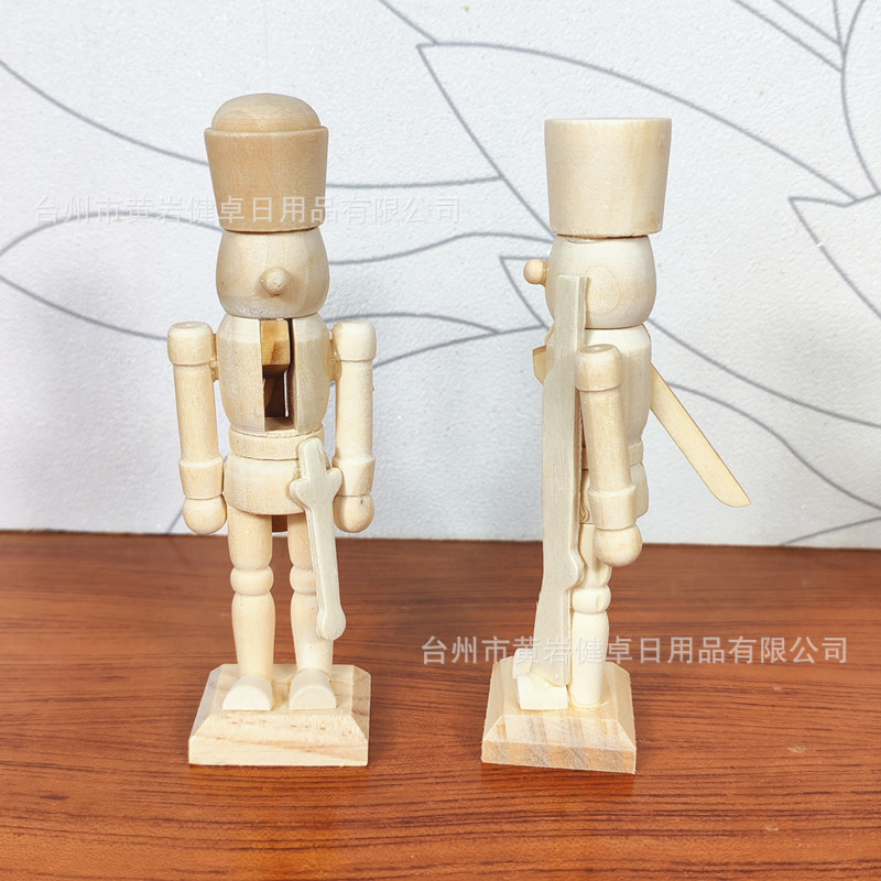 Factory direct supply spot 12cm Nutcracker puppet White embryo walnut soldier ornaments walnut Nutcracker