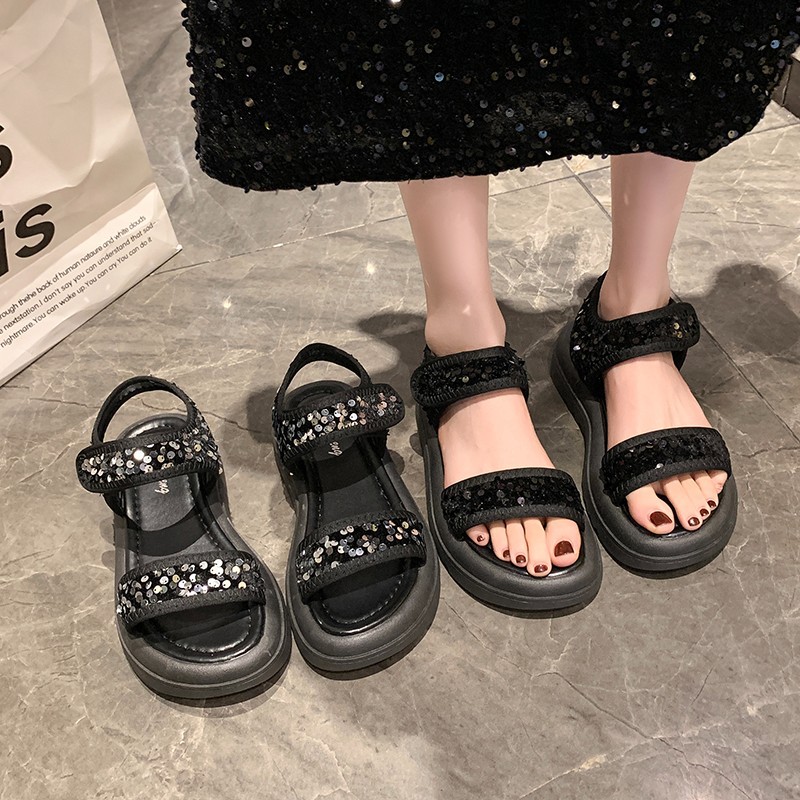 Platform Platform Sandals Women's 2024 Summer New European and American Style Fashionable Women's Casual Wedge Rhinestone Women's Shoes