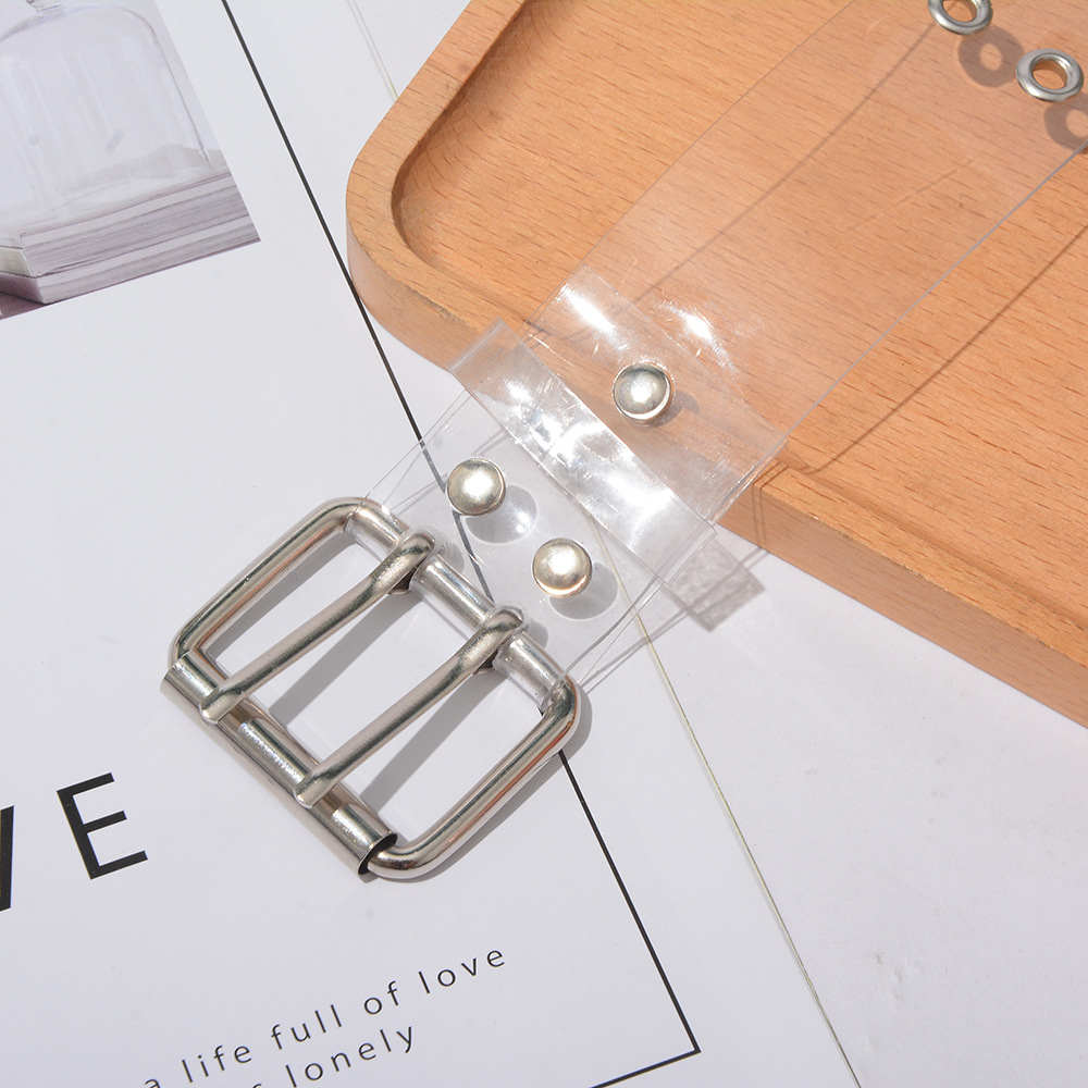 New Transparent Color Punk Style Double Row Air Eye Belt Women's Ultra-wide Slimming Jeans Short Skirt Belt