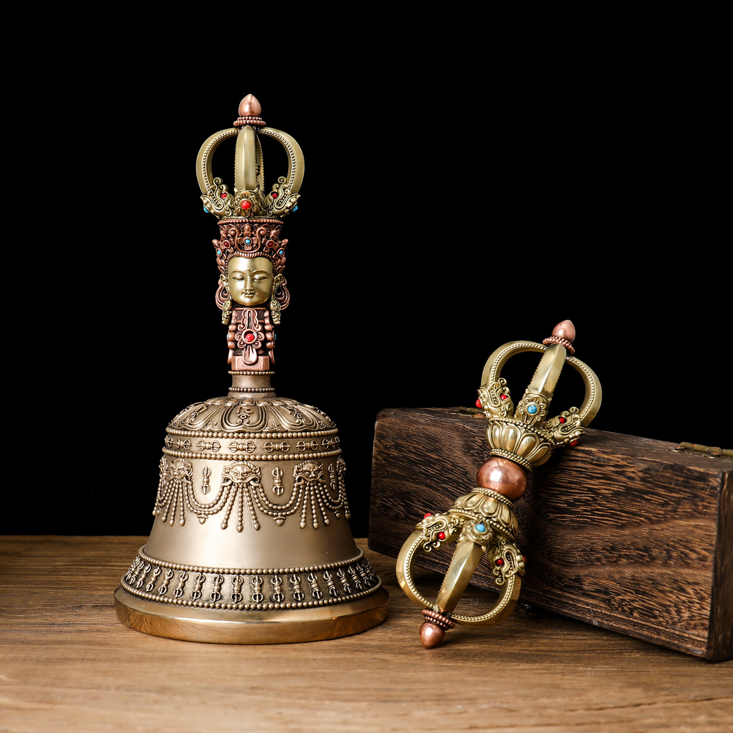 The Card Is a Xizang Vajra Bell and Pestle Five-Strand Vajra Pestle That Touch the Bell, Brass, Copper, Multi-Material Bell, the Sound Is Bright