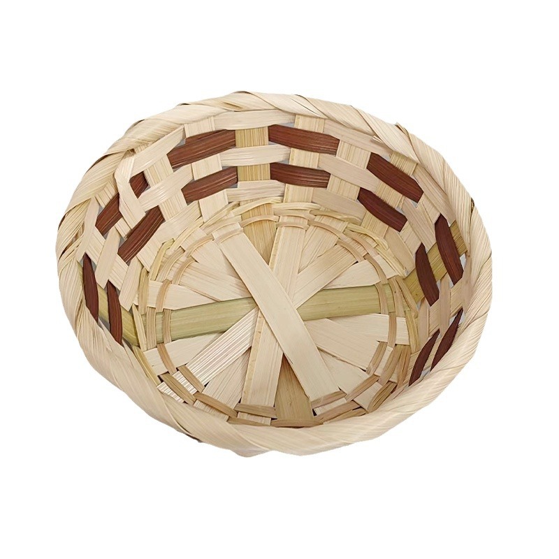 Hand-woven disposable smoothie bowl holder French fries biscuit bamboo basket snack stall barbecue bamboo small bowl color basket