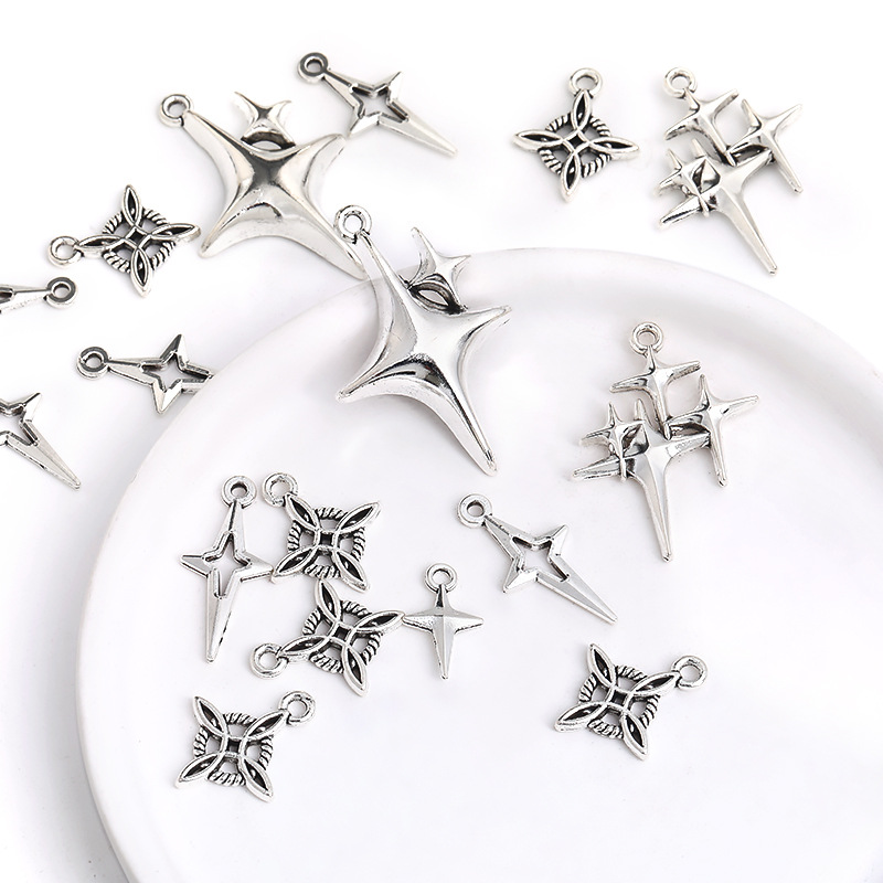 Factory direct retro pendant five-pointed star pendant diy alloy jewelry pendant