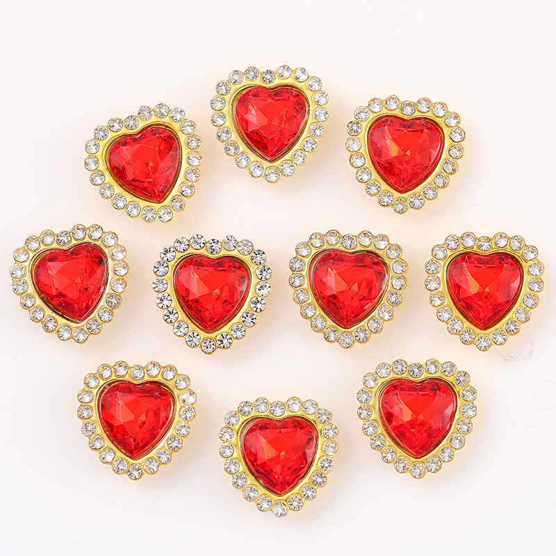 Peach heart double-layer flower sunflower alloy hand-stitched claw diamond Rhinestone Wedding Dress shoes bag headdress diy jewelry accessories