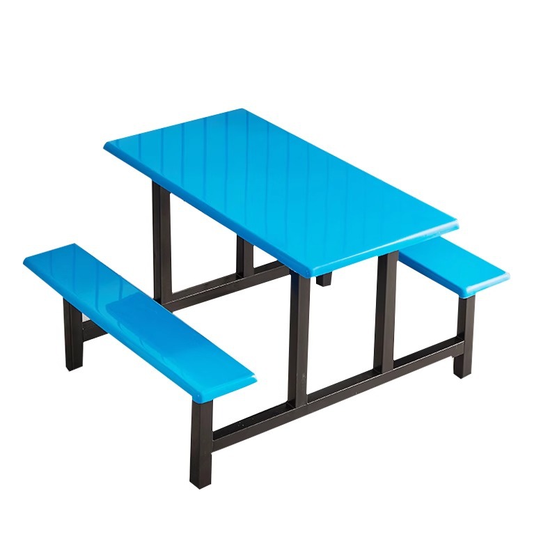 Stainless Steel Dining Table School Canteen 4 People 6 People 8 People Dining Table and Chairs Staff Restaurant Conjoined Dining Table Construction Site Dining Table