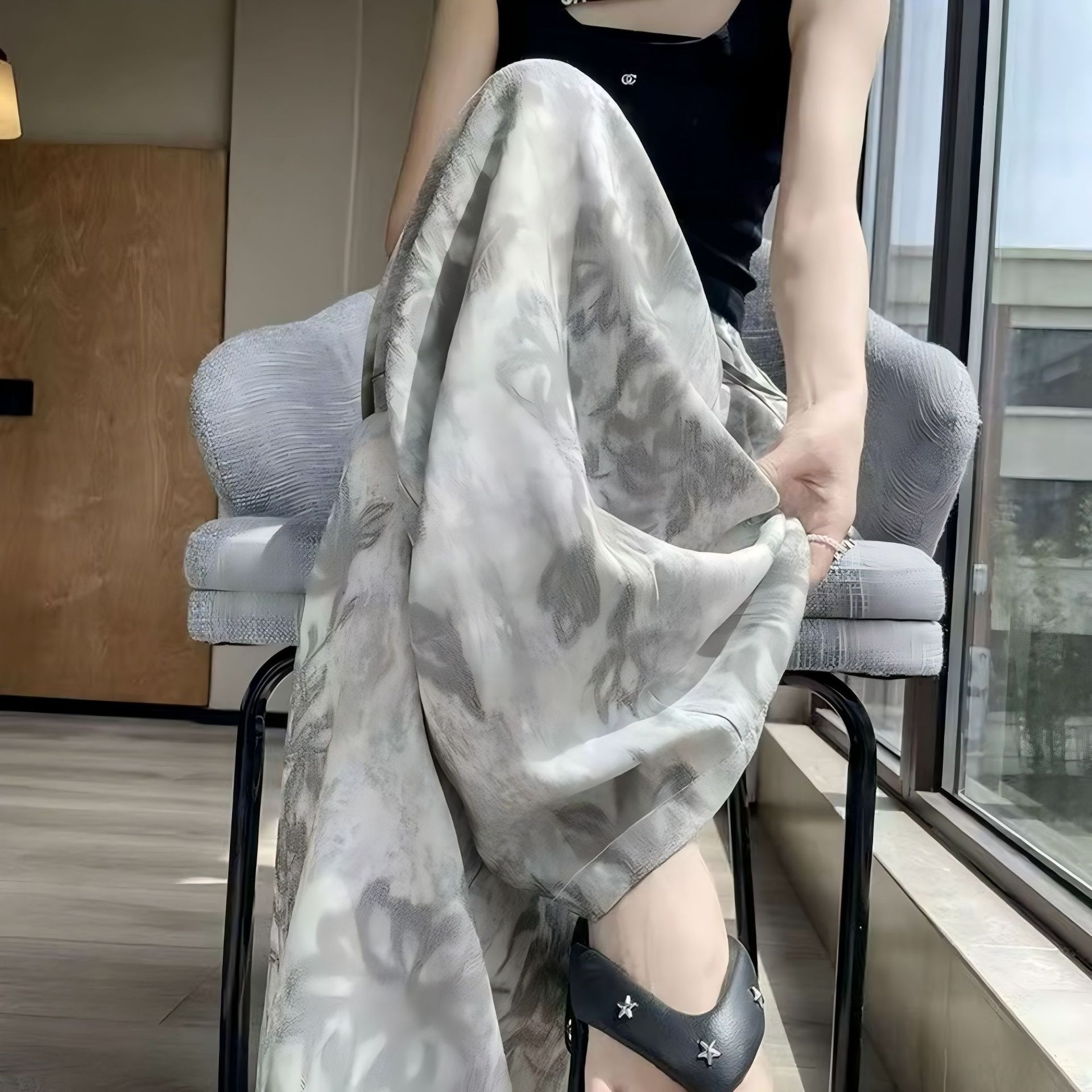 Хлопковые шелковые пижамные штаны, женские, тонкие, широкие, популярные домашние штаны, большие размеры