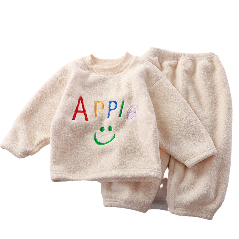 Fall/winter new fleece-lined padded children's pajamas for boys and girls Korean version of warm pajamas suit a generation of children's clothing
