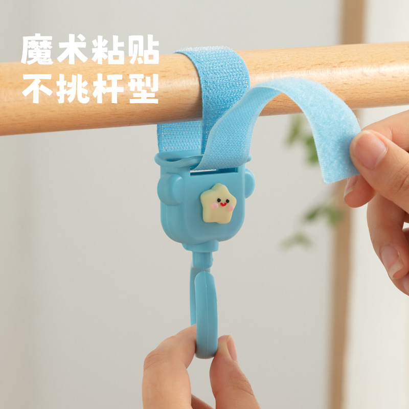 Cartoon stroller hook clothes pole hanging bag multifunctional 360 degree rotating trolley accessories velcro hook