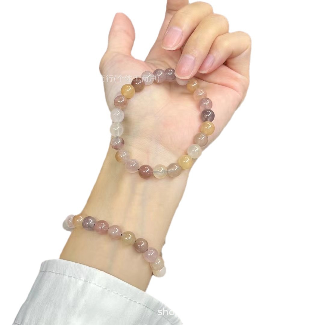 Natural gold and jade bracelet violet round beads bracelet single circle stall night market temple fair live supply wholesale