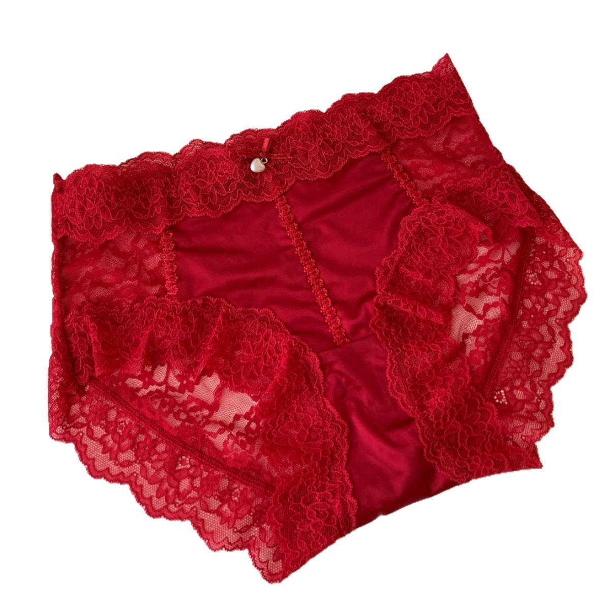 Lady's High-End Red Underwear Women's Pure Cotton Crotch 2025 New Sexy and Seductive Lace Wedding Girls Shorts
