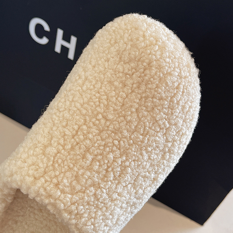Thick-Soled Soft-Soled Indoor Fleece-Lined Warm Furry Half-Slippers for Women in Autumn and Winter Home Versatile Outer Wear Baotou Cotton Slippers