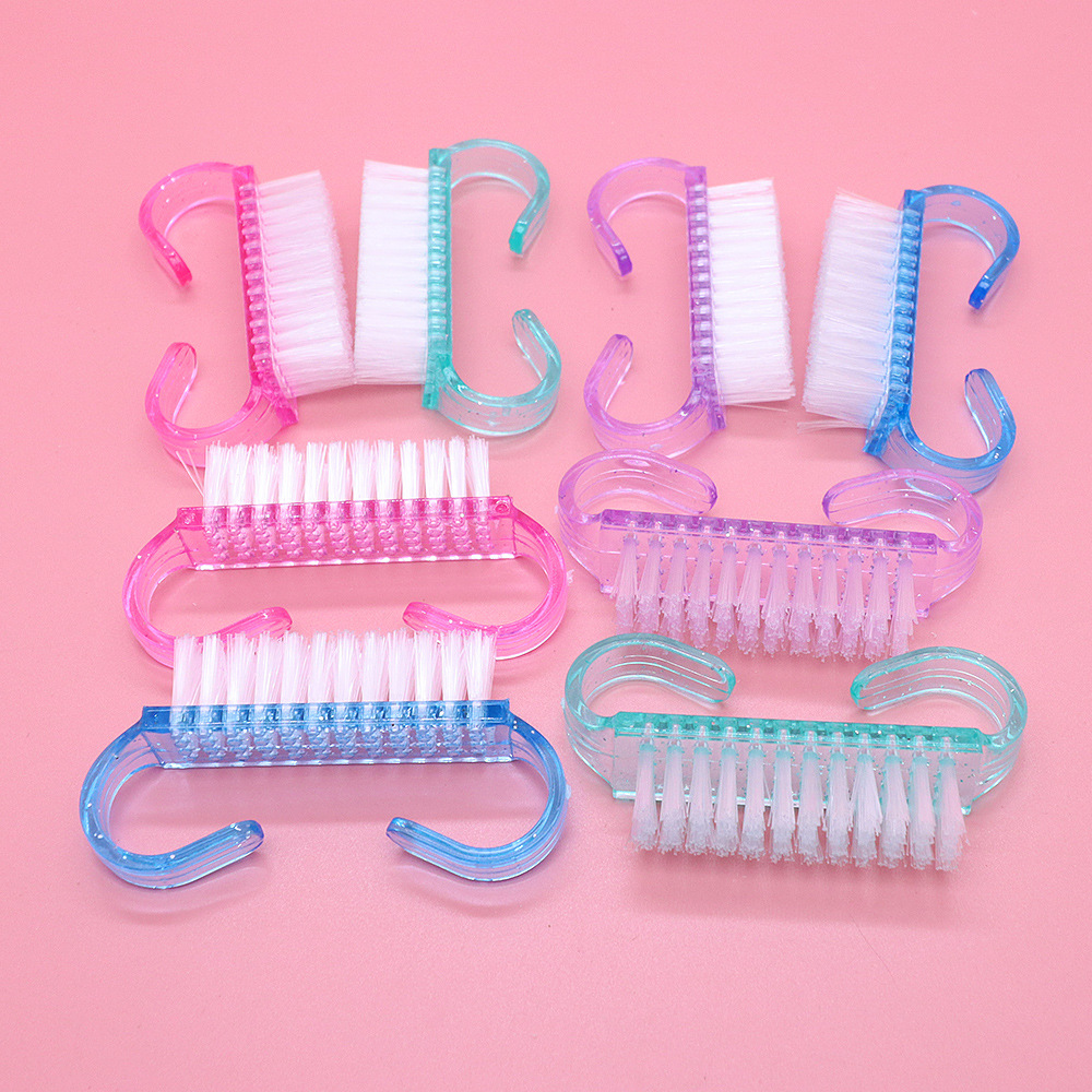 Cross-border wholesale transparent color glitter horn brush cleaning brush small size dust brush dust removal nail art tools in stock