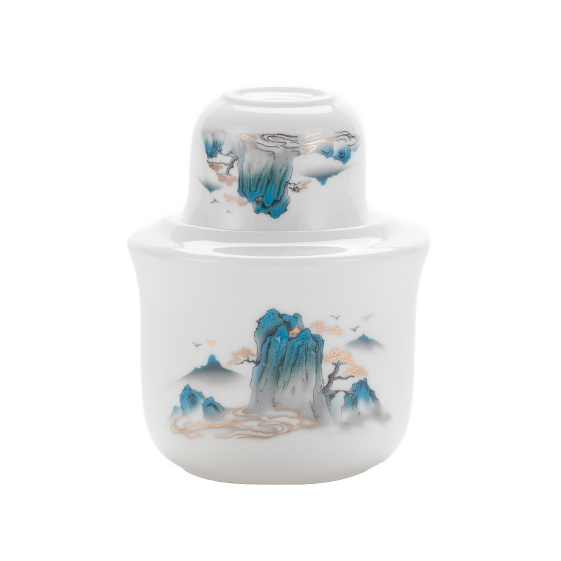 Dehua White Porcelain Wine Warmer Set for Warming Liquor, Suitable for White Wine, Yellow Wine, and Sake, Gift Set with a Modern Chinese Style