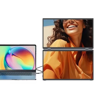 Stock Trading Design Office Portable Dual-Screen Display One-Line High-Definition Upper and Lower Dual-Screen Foldableing Notebook Expansion Screen