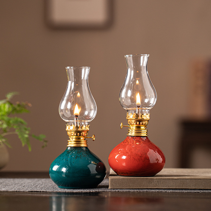 Butter Lamp, Camping Style Everlasting Lamp, Ceramic Household Kerosene Lamp, Atmosphere Night Light, Butter Incense Burner, Aromatherapy Lamp