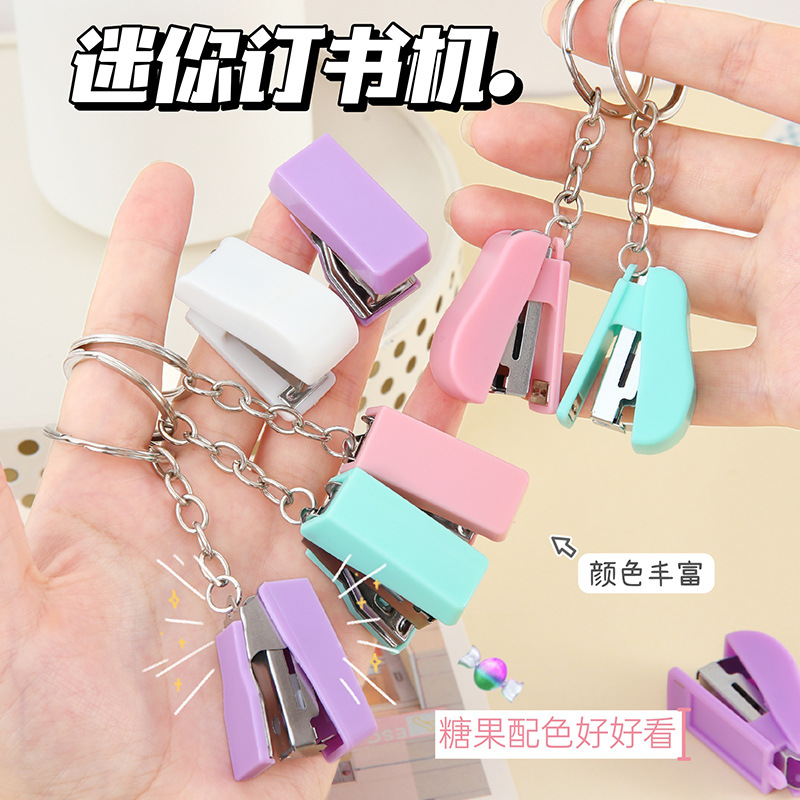 Мини-степлер в цвете конфет, милый, портативный, офисная машина для скрепления, детский ручной степлер