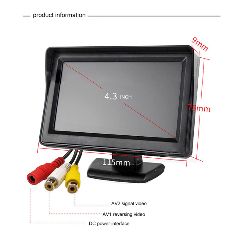 Car Monitor 4.3 inch HD desktop LCD screen reversing Image special bracket wide voltage