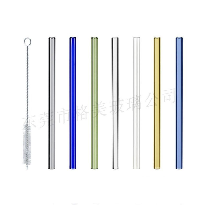 Transparent 30cm Reusable Heat-Resistant Glass Straw Borosilicate Extended Markable Straight Straw Glass