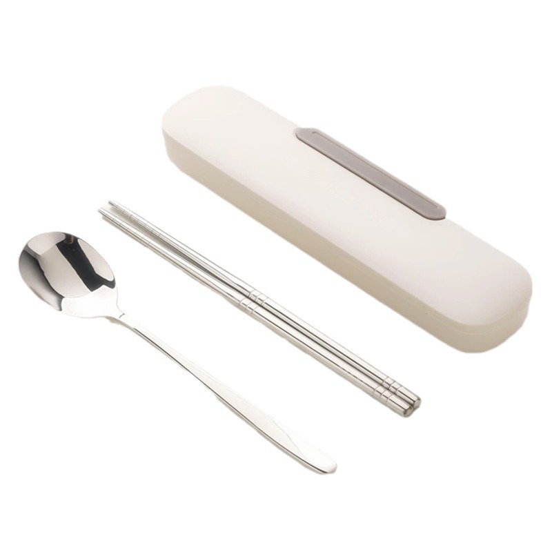 Stainless Steel Chopsticks Spoon suit Student Dining Spoon Portable Tableware Three-piece Set Chopsticks Spoon Personal Storage Box