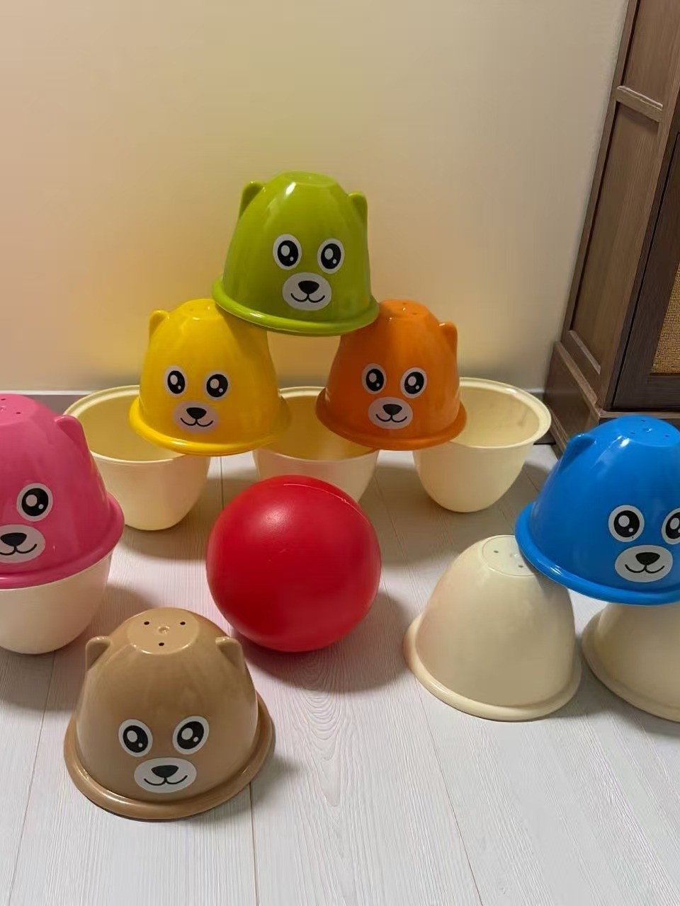 Children's Stacking Cup Toy Ring Bowling Early Education Toy Educational Assembly Indoor Toy Color Recognition Toy