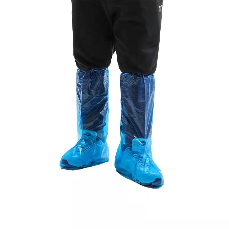 Disposable rainproof shoe cover high-top over-the-knee plastic thickened foot cover water park waterproof drifting farm boot cover
