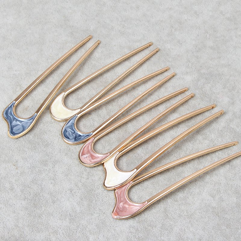 Simple hair fork same style metal hairpin shell paper updo chopsticks ins Internet celebrity same style U-shaped alloy hair fork iron