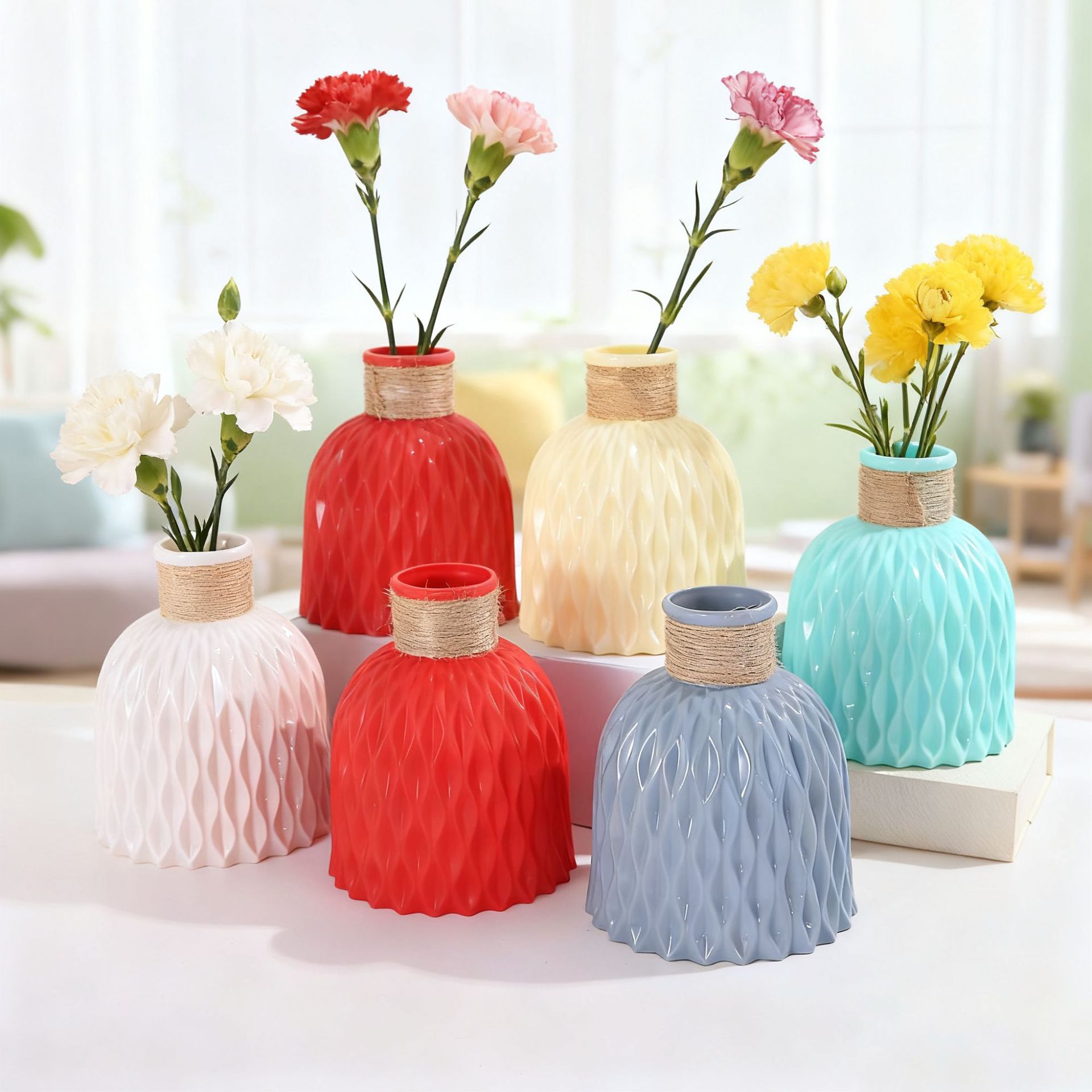 Manufacturer Wholesale Plastic Vase Water Ripple Scandinavian Ins Style Origami Vase Living Room Decoration Props Scene Layout