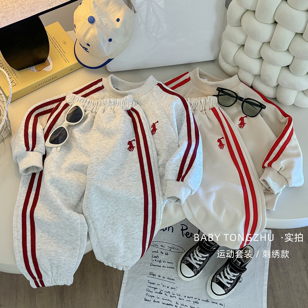 Детский спортивный костюм весна-осень с длинным рукавом, брюки для мальчиков и девочек, корейский и западный стиль, двухпредметная детская одежда