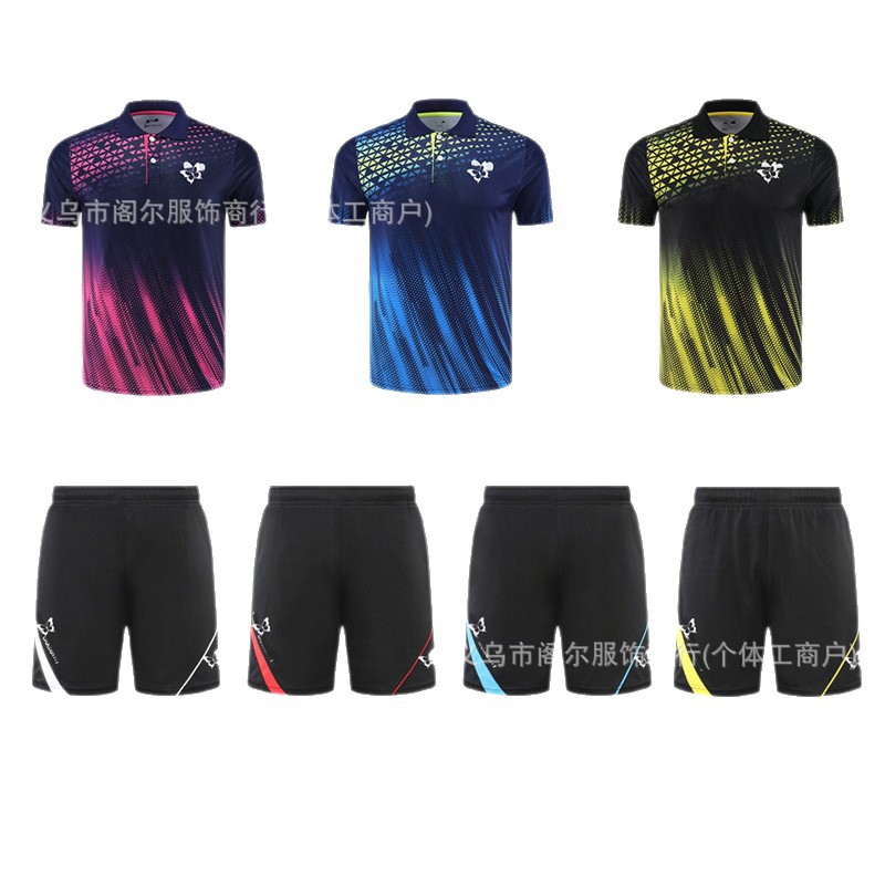 Summer and Autum Table Tennis Uniforms for Men and Women, Short-Sleeved Sportswear, Quick-Drying and Breathable Kidsren's Jerseys, Team Uniforms, Competition Suits with Printing