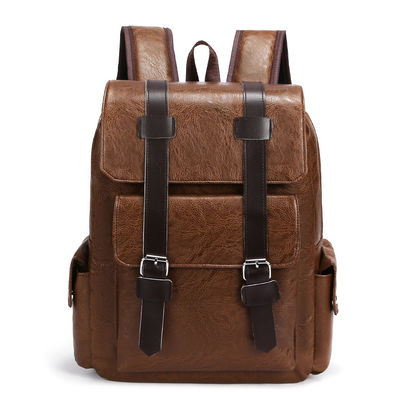 Cross-Border Large-Capacity Soft Pu Leather Backpack, Casual Business Computer Bag, Student Bag, Travel Backpack