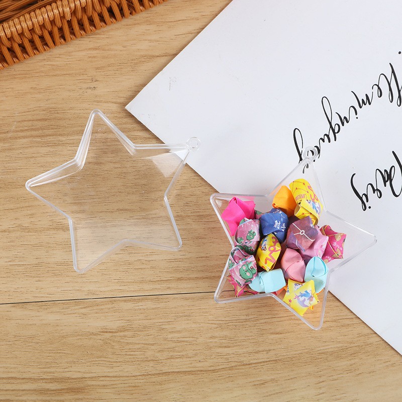 Transparent Five-Pointed Star Acrylic Ball Plastic Ball Shell Opening and Closing Hollow Ball Pendant Kindergarten Environmental Creation Christmas