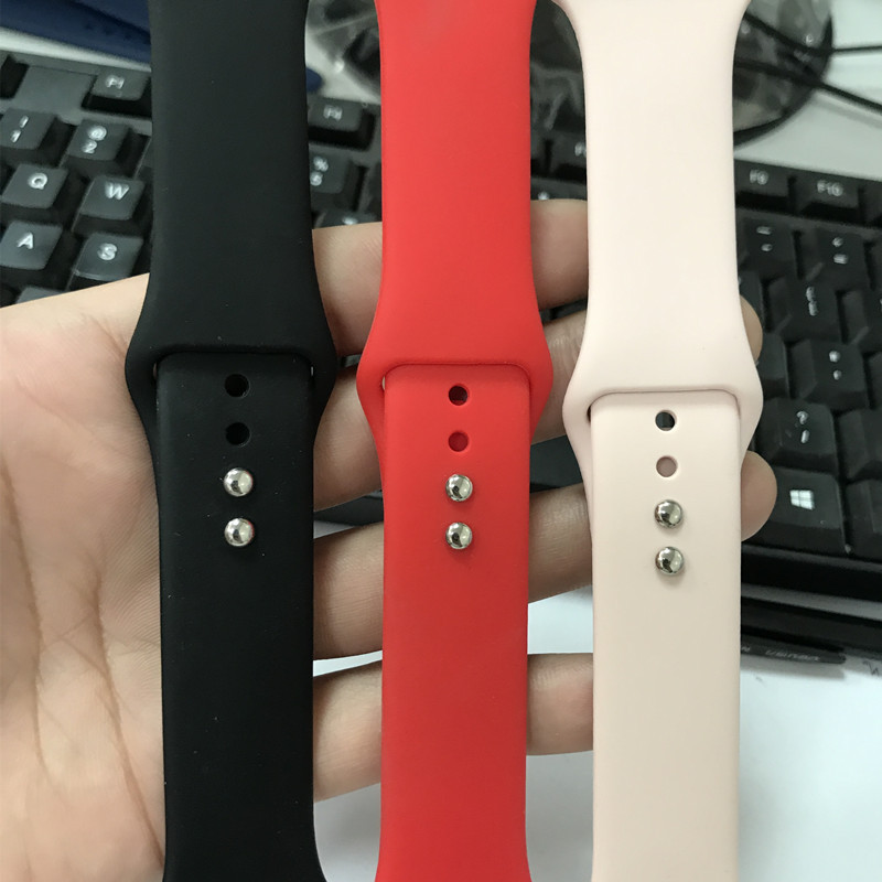 For Apple Watch Strap Solid Color Double Nail Apple watch1-8 Generation Monochrome Silicone Strap Double Buckle