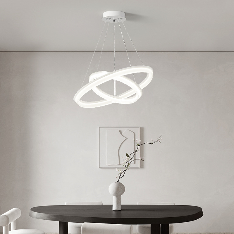 Zhongshan Factory Exhibition Hall Scandinavian Simple Aluminum Acrylic White Chandelier Normcore Creative Round Dining Room Bedroom L