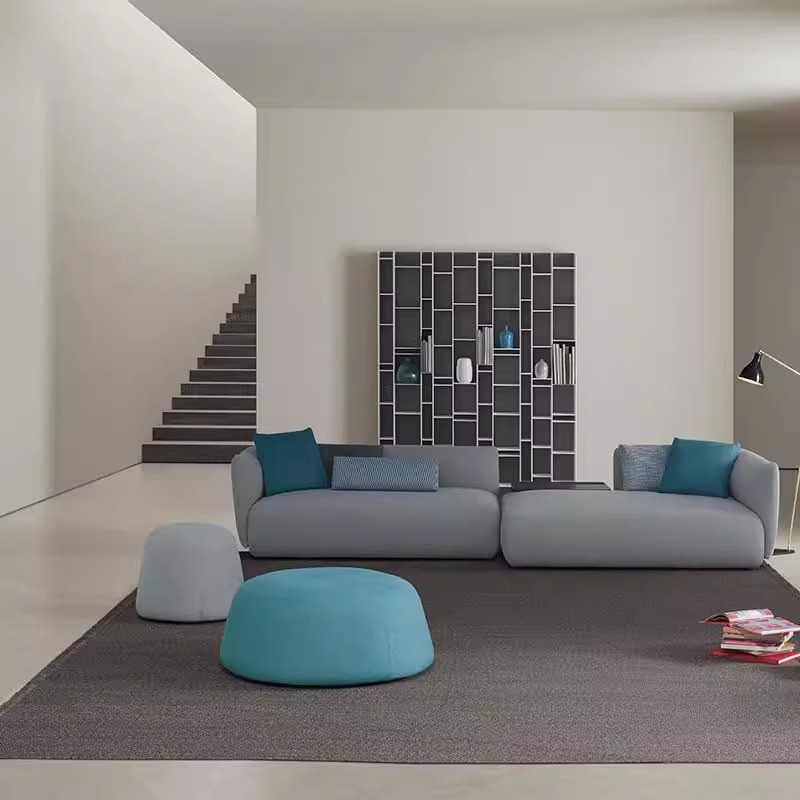 Nordic Minimalist Lazy Sofa Ottoman, Fabric Stool for Clothing Store, Creative Home Shoe-Changing Stool, Wabi-Sabi Style Low Stool