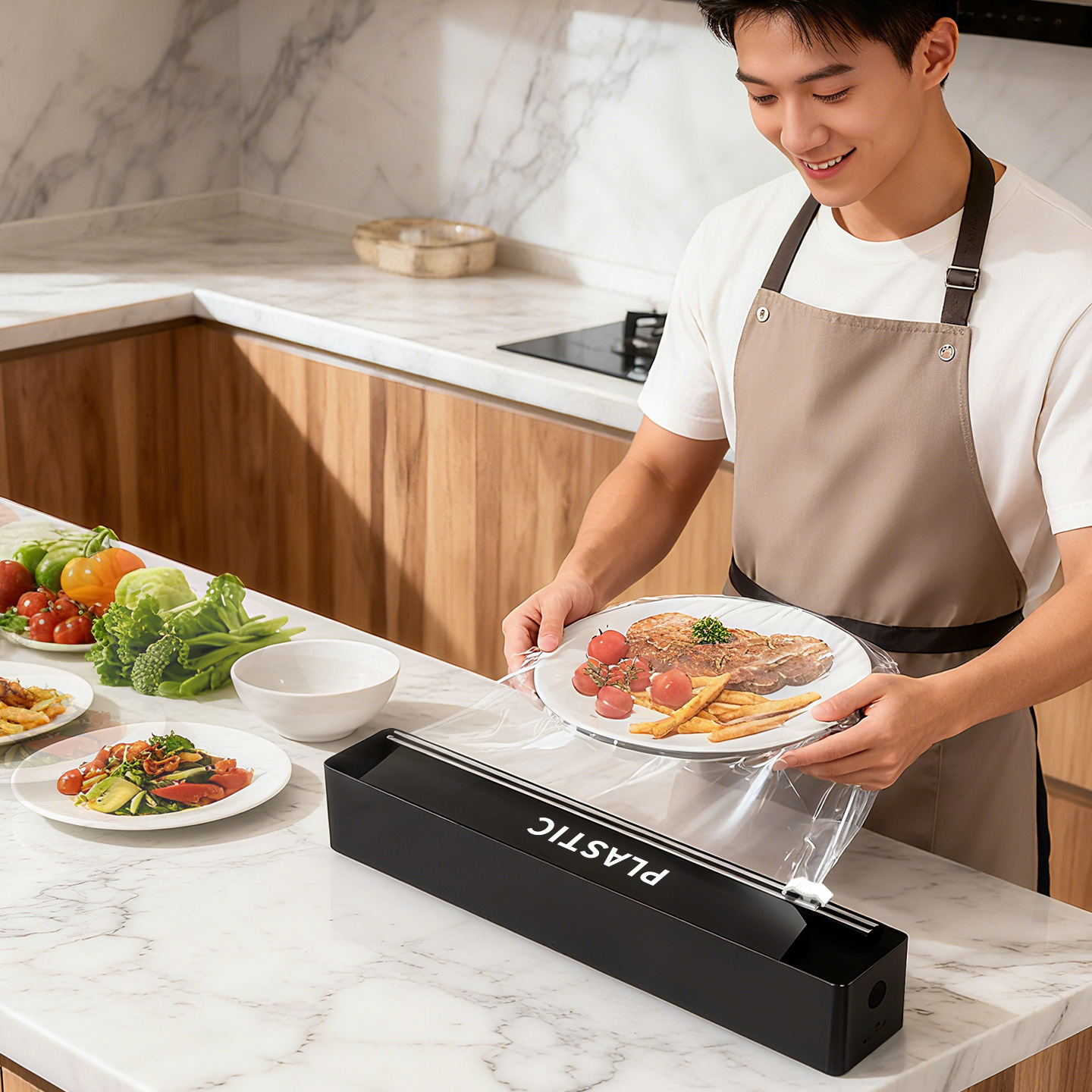 501 Plastic Wrap Cutter Household Kitchen Baking Paper Tin Foil Magnetic Wall-Mounted Sliding Knife Plastic Wrap Cutting Box