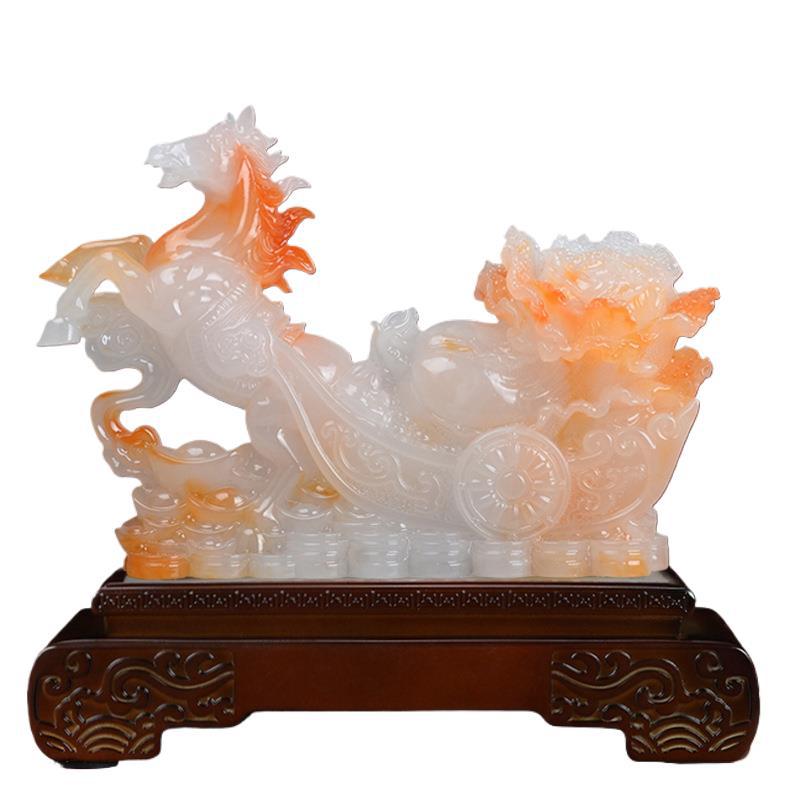 Chinese Imitation Jade Wealth Guangjin Horse Ornaments Jade Opening Gift Living Room Office Gift Carving Housewarming Wholesale