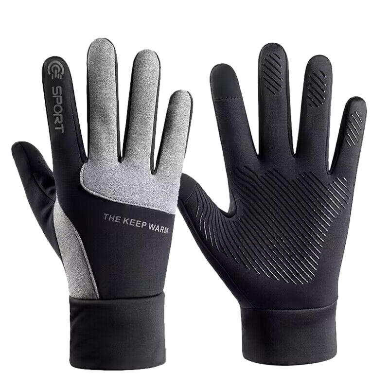 Autumn and Winter Warm Gloves for Men, Velvet Thickeneded, Windproof, Waterproof, Anti-Slip, Touch Screen, Outdoor Sports Ski Cycling Gloves