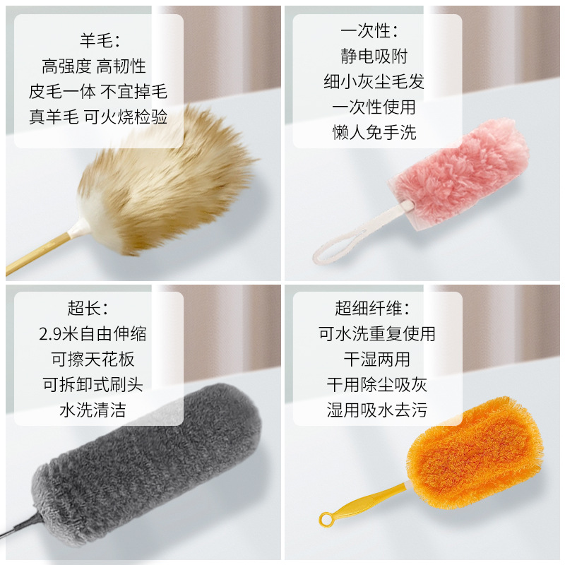 Disposable Electrostatic Dust Removal Retractable Duster Desktop Dust Sweeper Adsorption Tool in Stock Feather Duster Foldable Cross-Border