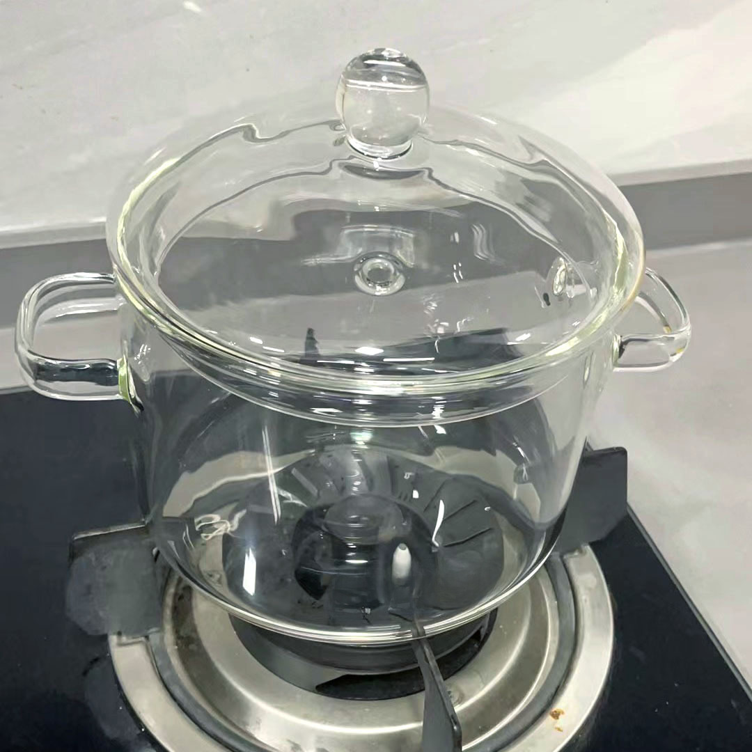Household High Borosilicate Glass Pot with Lid Double-stick Soup Pot Electric Pottery Furnace Transparent Glass Pot for Soup Cooking Noodles Stew Pot