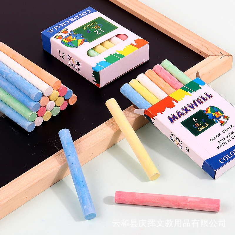 in stock wholesale gypsum powder ordinary whiteboard color chalk 12 children's drawing board/teaching supplies blackboard