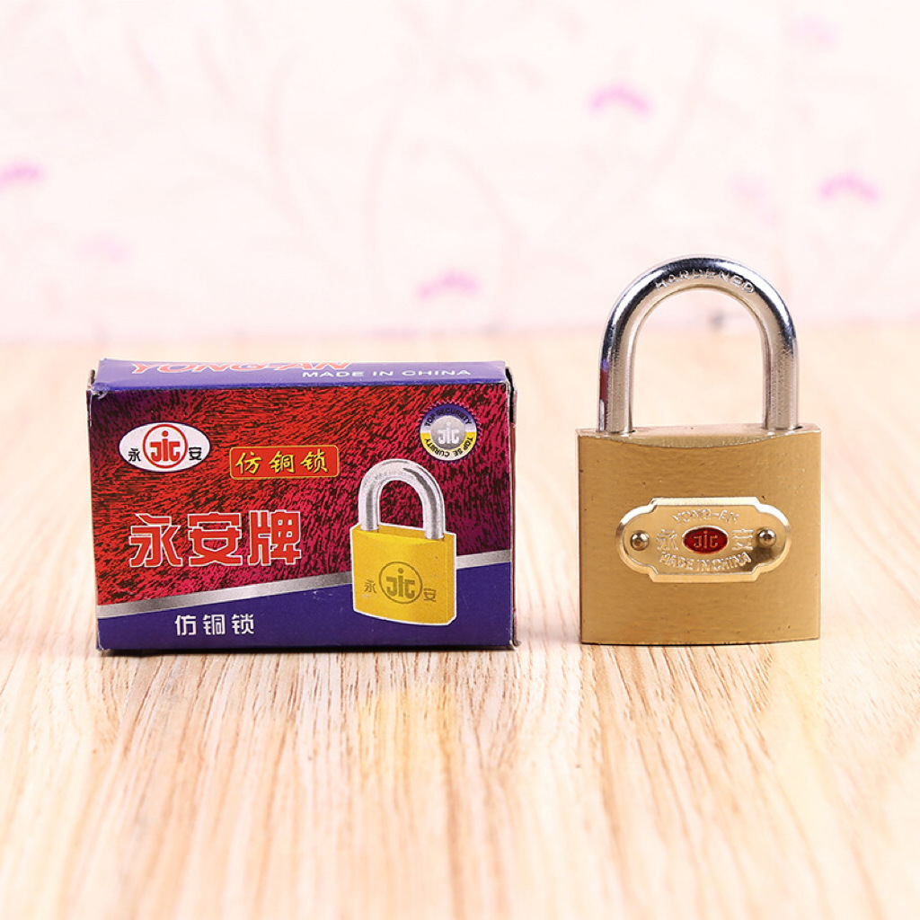 Wholesale iron padlock imitation copper lock one-word lock door padlock multi-key door warehouse lock lock head factory wholesale