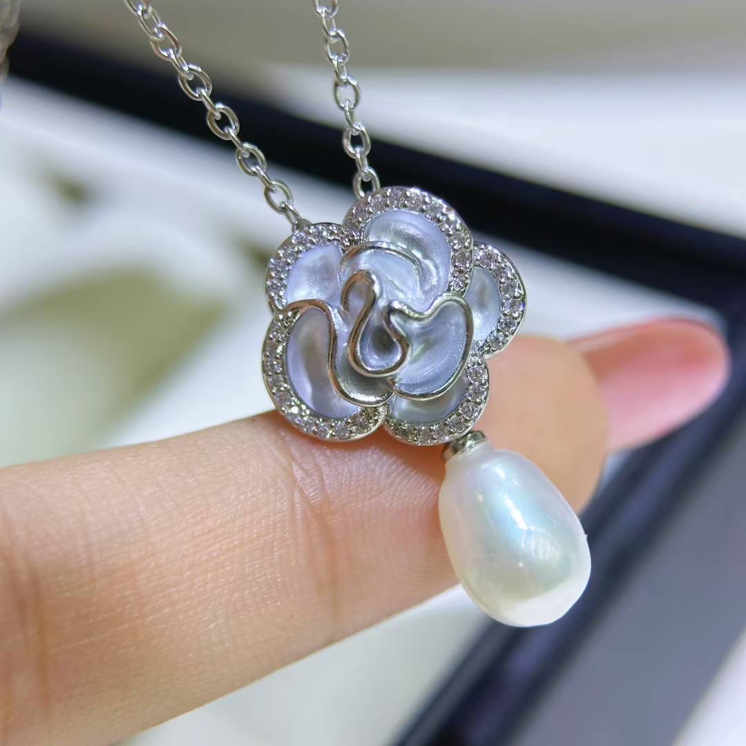 Camellia Freshwater Pearl Earrings 2025 Trendy Versatile Earrings Light Luxury Niche Stud Necklace Ring