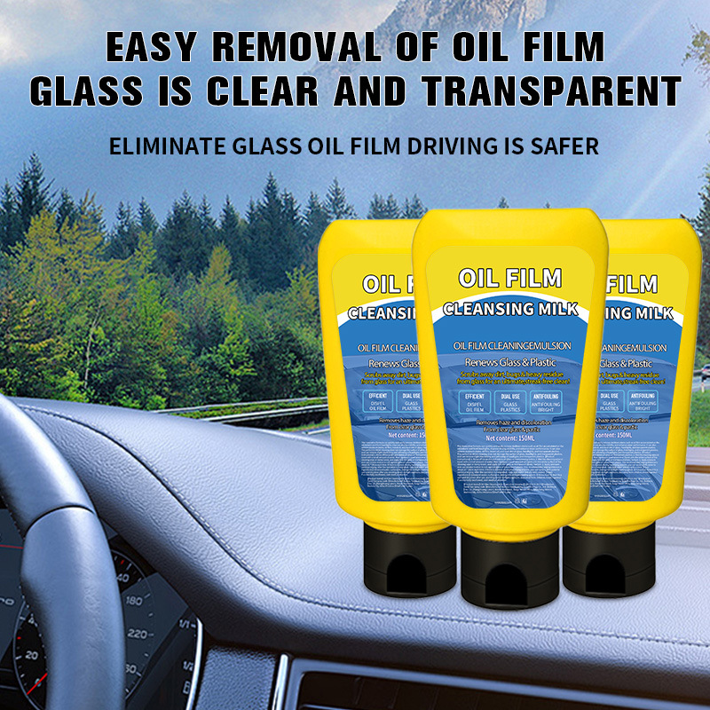 Oil Film Cleaning Milk Car Window Front Windshield Powerful Stain Removal Oil Film Cleaning Milk Anti-Fog Cleaner
